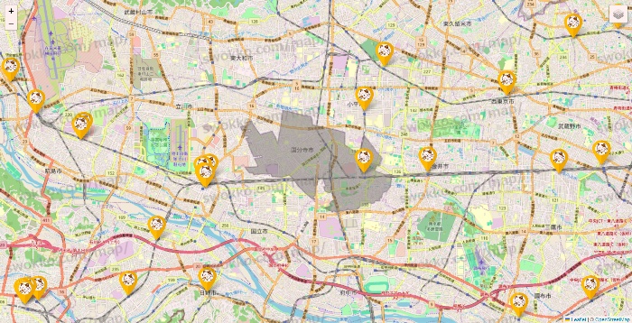 東京都のまねきねこの店舗地図