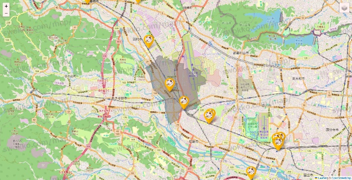 東京都のまねきねこの店舗地図