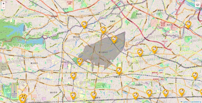 東京都のまねきねこの店舗地図