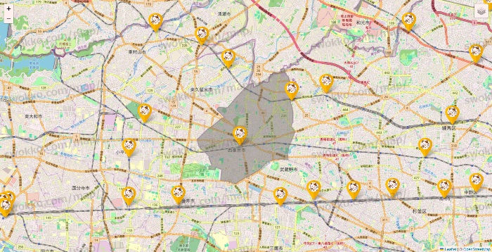 東京都のまねきねこの店舗地図