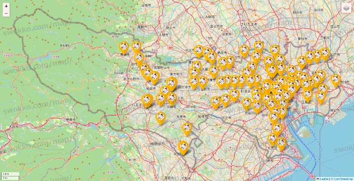 東京都のまねきねこの店舗地図