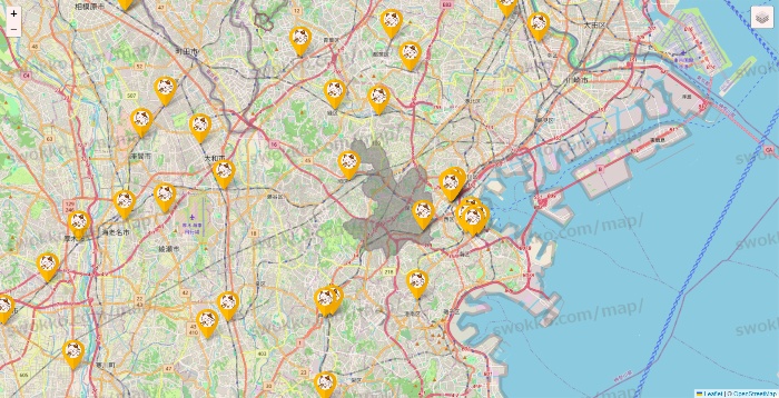 神奈川県のまねきねこの店舗地図