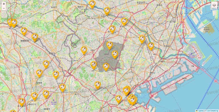 神奈川県のまねきねこの店舗地図