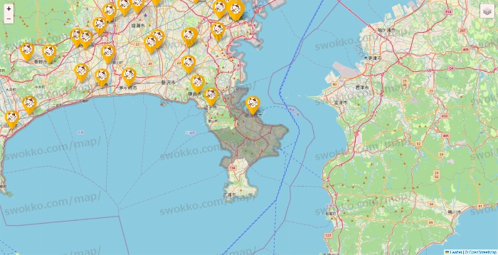 神奈川県のまねきねこの店舗地図