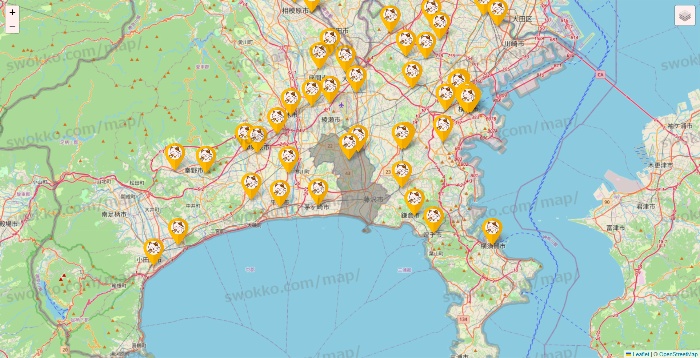神奈川県のまねきねこの店舗地図