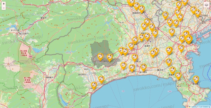 神奈川県のまねきねこの店舗地図