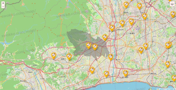 神奈川県のまねきねこの店舗地図