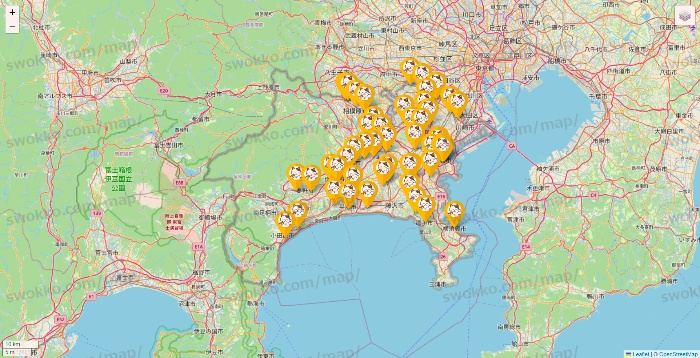 神奈川県のまねきねこの店舗地図