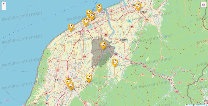 新潟県のまねきねこの店舗地図