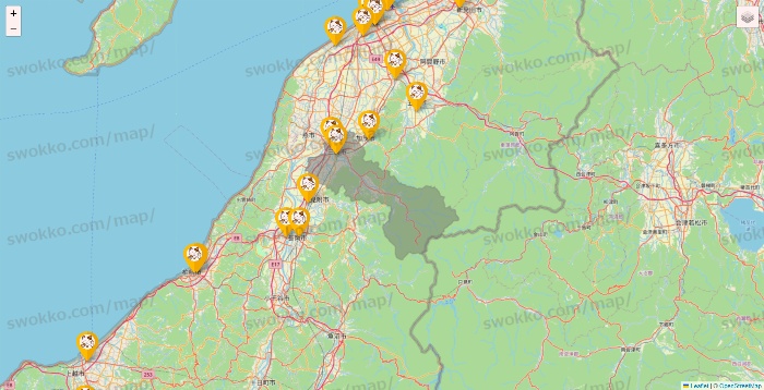 新潟県のまねきねこの店舗地図