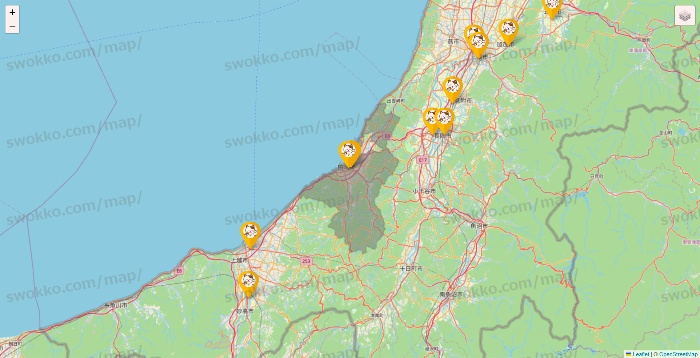 新潟県のまねきねこの店舗地図