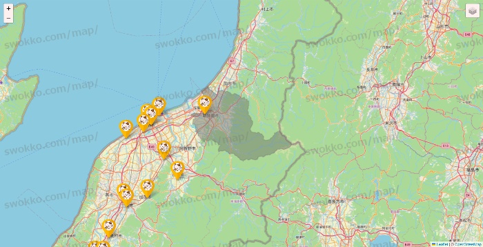 新潟県のまねきねこの店舗地図