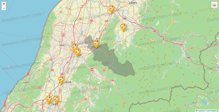 新潟県のまねきねこの店舗地図