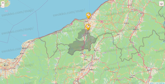 新潟県のまねきねこの店舗地図