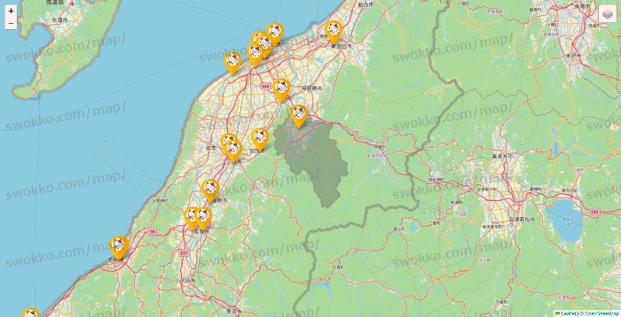 新潟県のまねきねこの店舗地図