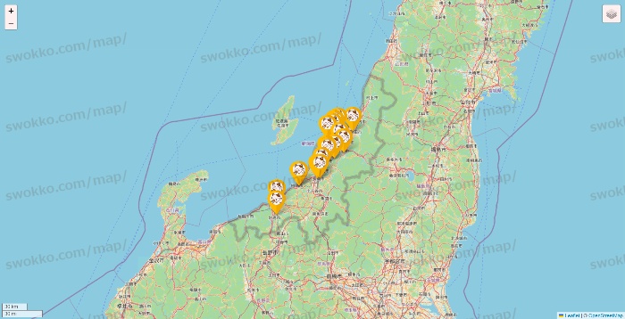 新潟県のまねきねこの店舗地図