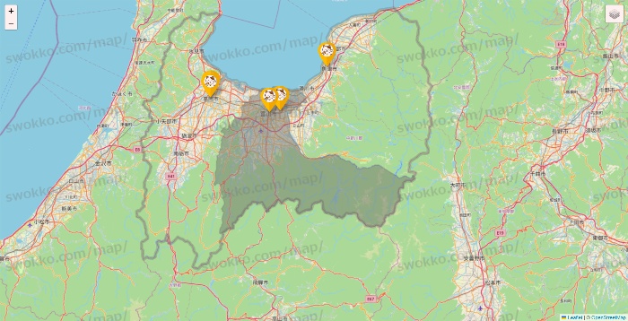 富山県のまねきねこの店舗地図
