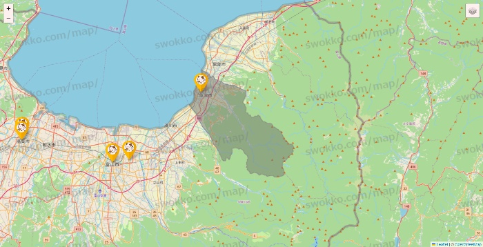 富山県のまねきねこの店舗地図