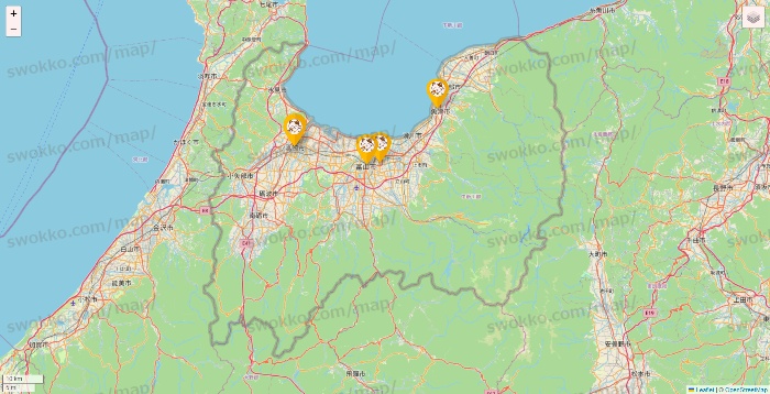 富山県のまねきねこの店舗地図