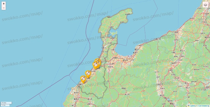 石川県のまねきねこの店舗地図