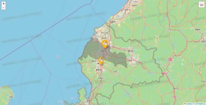 福井県のまねきねこの店舗地図