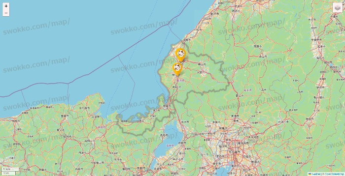 福井県のまねきねこの店舗地図