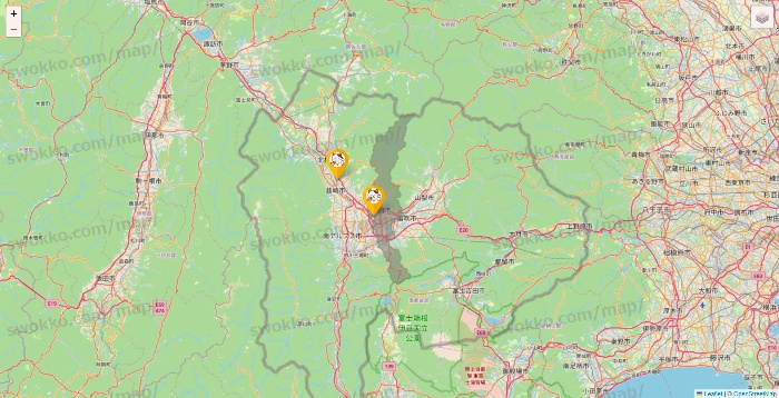 山梨県のまねきねこの店舗地図