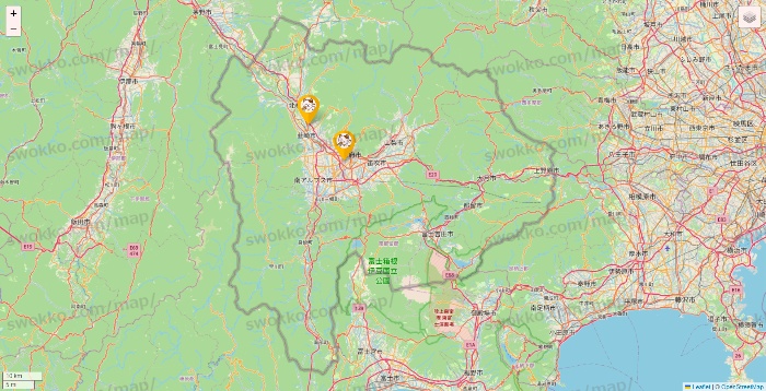 山梨県のまねきねこの店舗地図