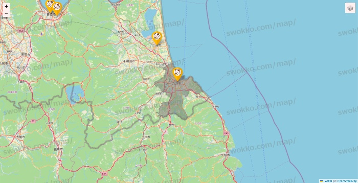 青森県のまねきねこの店舗地図