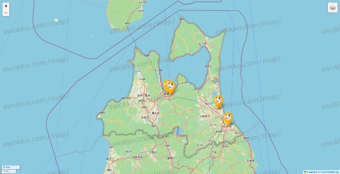 青森県のまねきねこの店舗地図