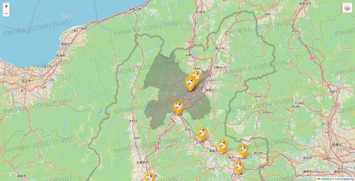 長野県のまねきねこの店舗地図