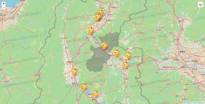 長野県のまねきねこの店舗地図