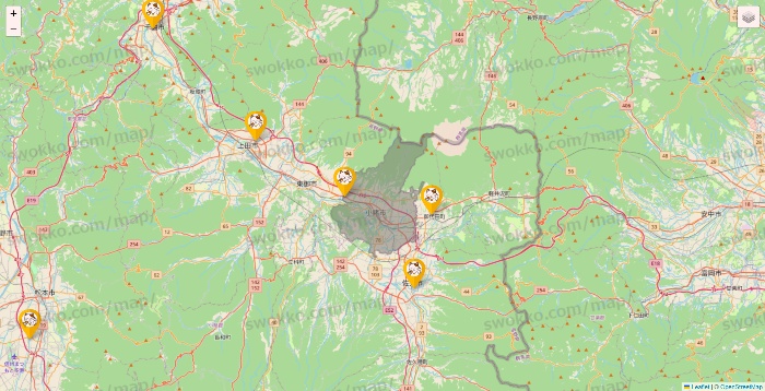長野県のまねきねこの店舗地図