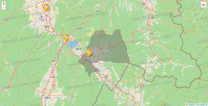 長野県のまねきねこの店舗地図