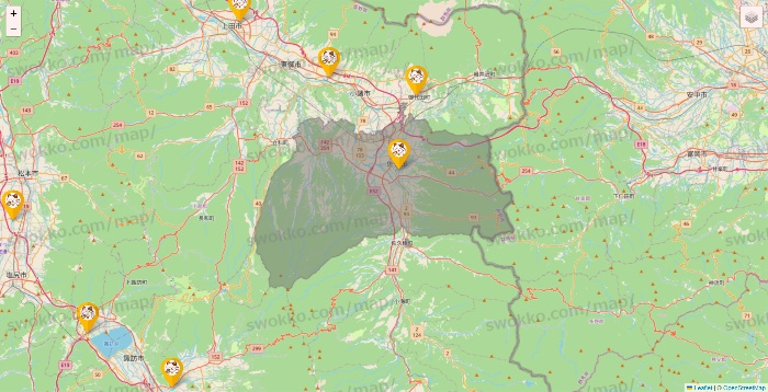 長野県のまねきねこの店舗地図