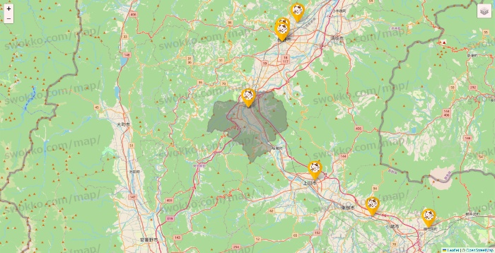 長野県のまねきねこの店舗地図