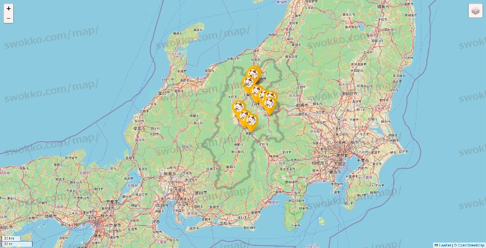 長野県のまねきねこの店舗地図