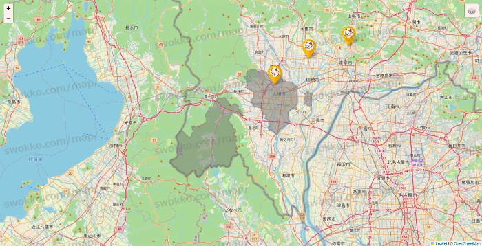 岐阜県のまねきねこの店舗地図