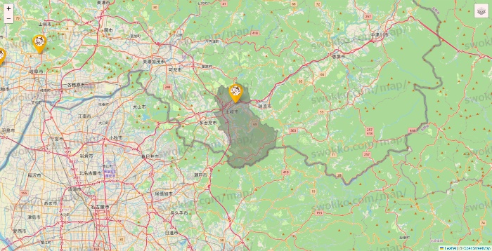 岐阜県のまねきねこの店舗地図