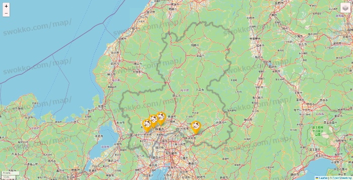 岐阜県のまねきねこの店舗地図
