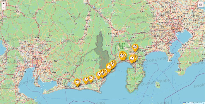 静岡県のまねきねこの店舗地図