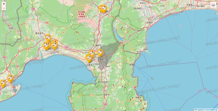 静岡県のまねきねこの店舗地図