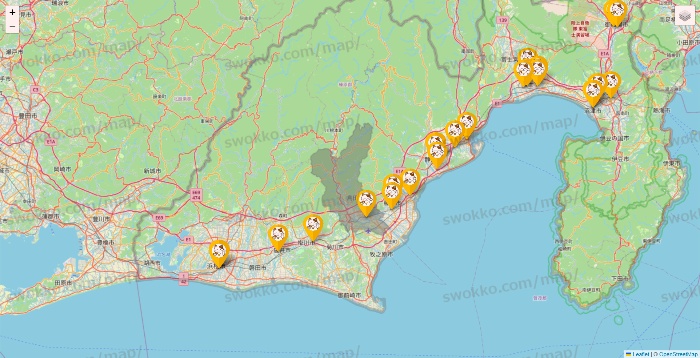 静岡県のまねきねこの店舗地図