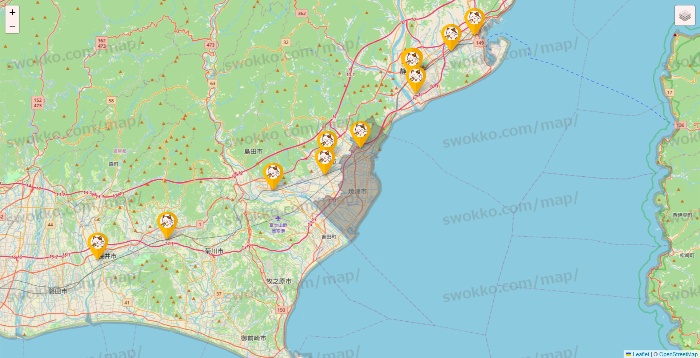 静岡県のまねきねこの店舗地図