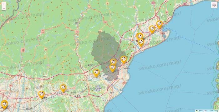 静岡県のまねきねこの店舗地図