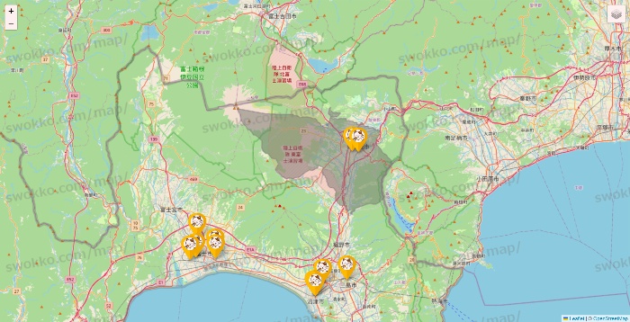 静岡県のまねきねこの店舗地図
