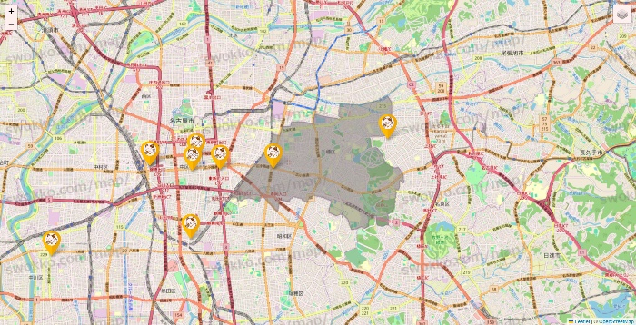 愛知県のまねきねこの店舗地図