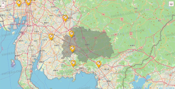 愛知県のまねきねこの店舗地図