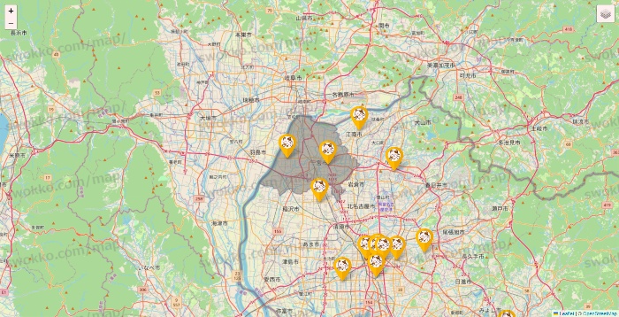 愛知県のまねきねこの店舗地図