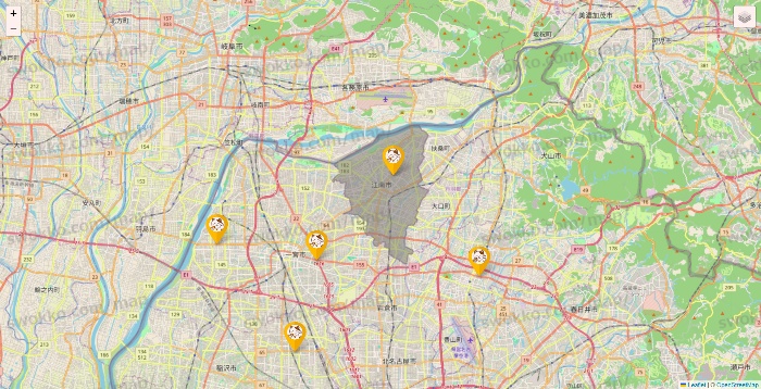 愛知県のまねきねこの店舗地図